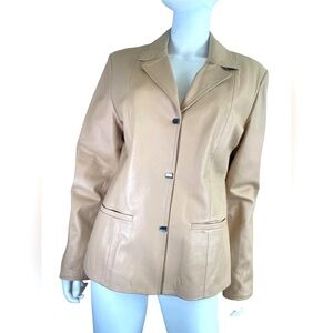 Livar Di Liviana Palli Italy Soft Leather Pale Pink Nude Jacket Blazer US 14 XL